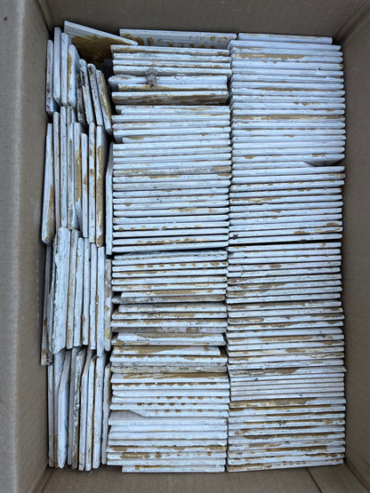 Large Box of Vintage White & Blue Veined Tile