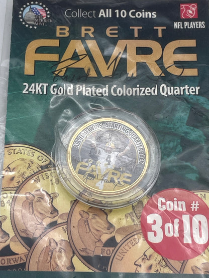 Brett Favre 24kt Plated Quarter - 3/10 All Time Wins Starting Quarterback 2004 #101868