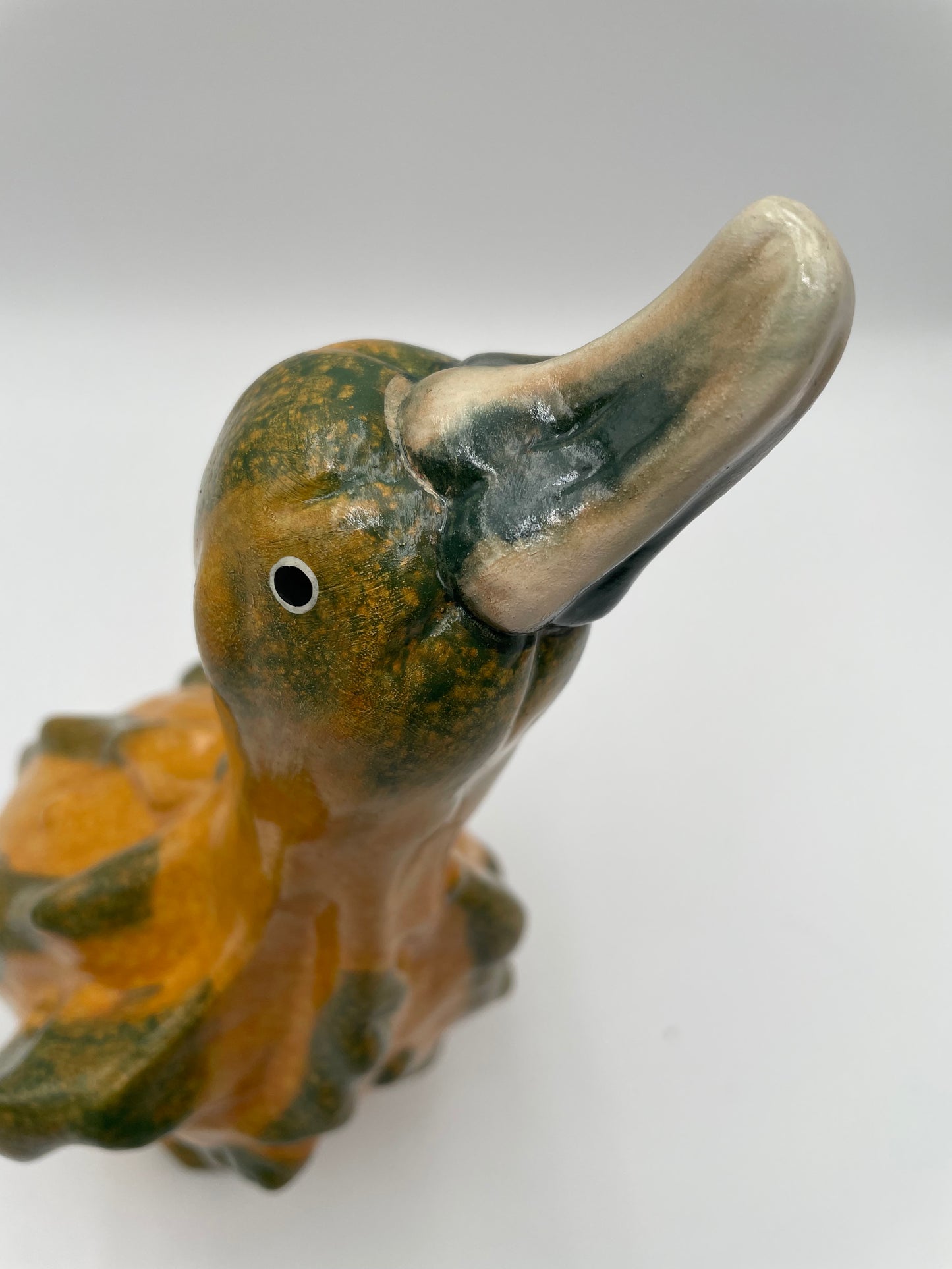 Vintage Redware Ceramic Gourd Duck Pair