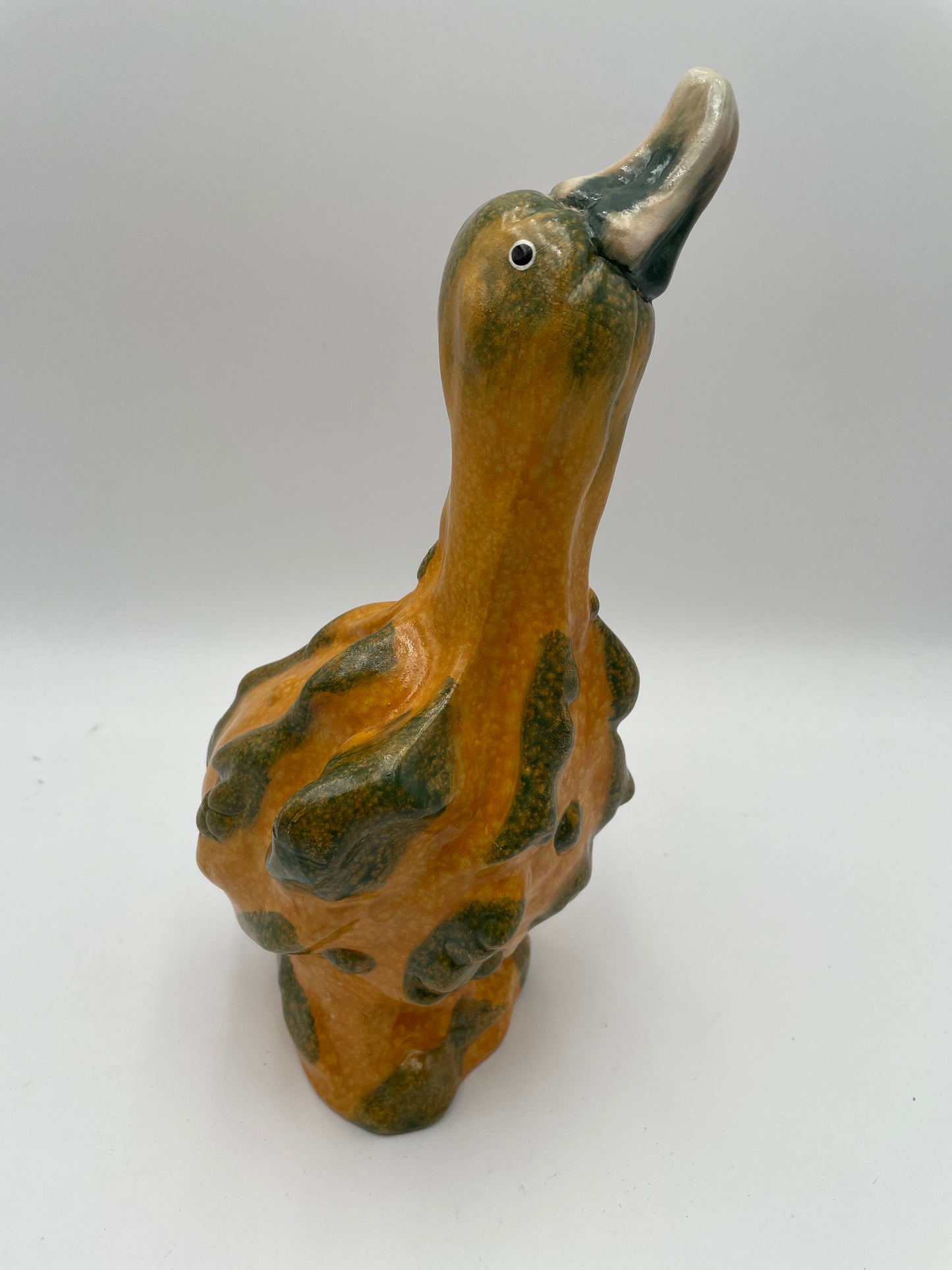 Vintage Redware Ceramic Gourd Duck Pair