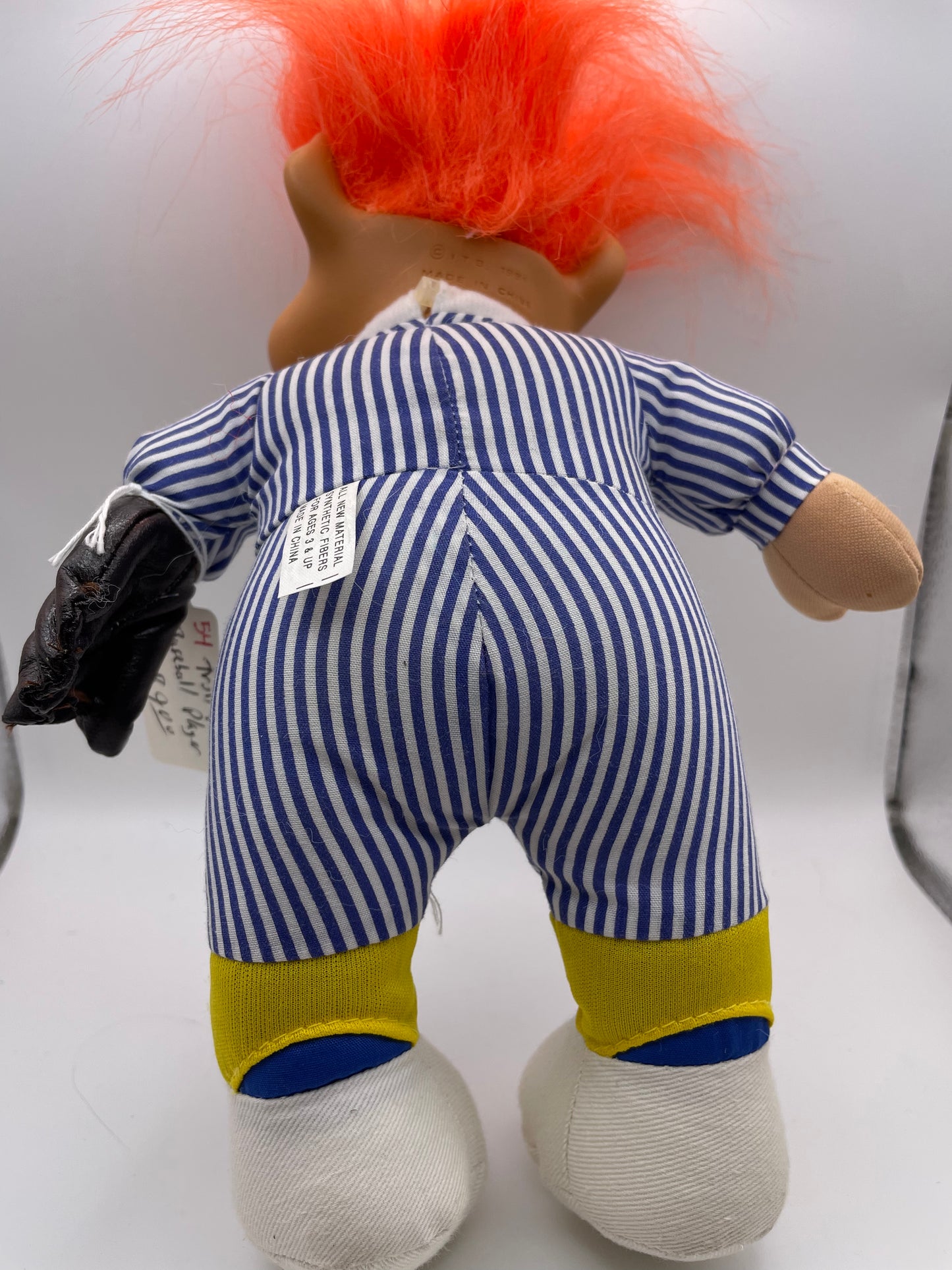 Troll - Soft Plush Baseball Player - Orange Hair 1991  #101105