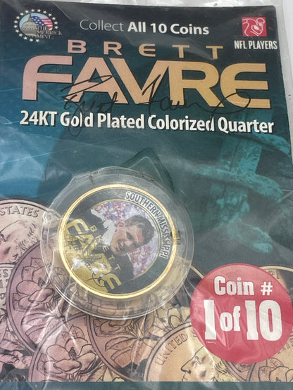 Brett Favre 24kt Plated Quarter - 1/10 Mississippi 2004 #101866