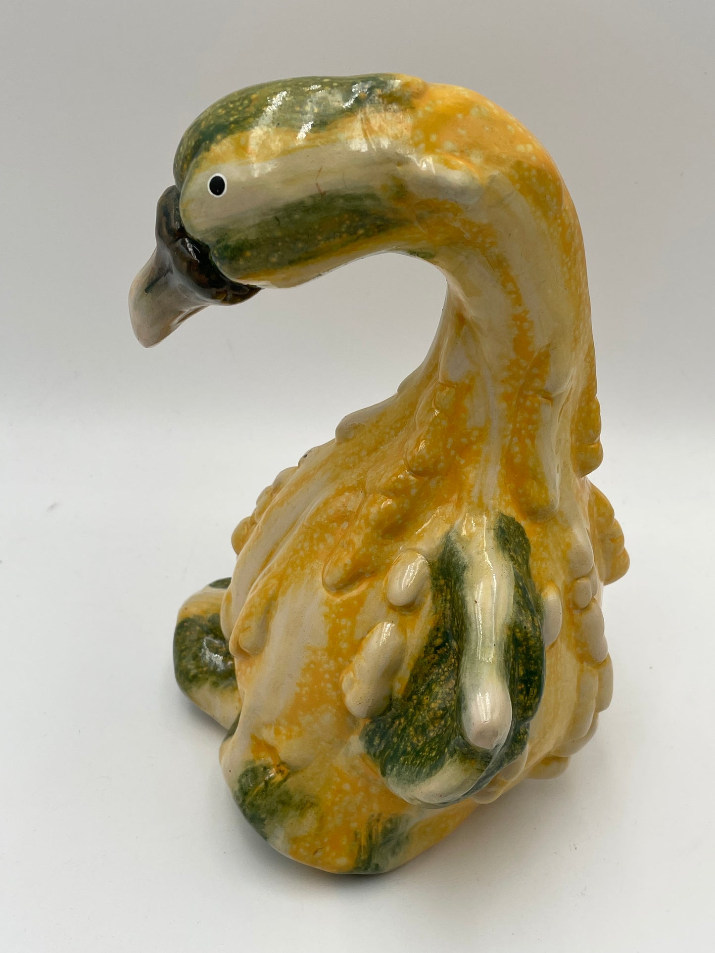 Vintage Redware Ceramic Gourd Duck Pair