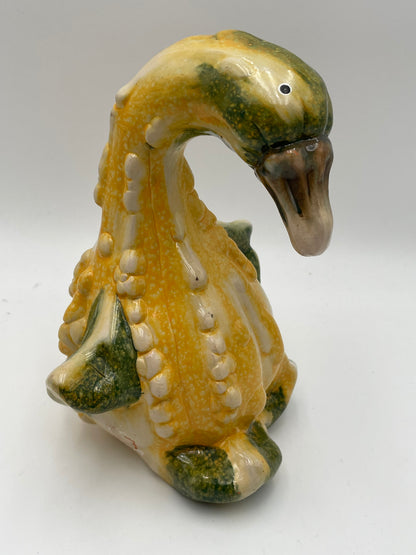 Vintage Redware Ceramic Gourd Duck Pair