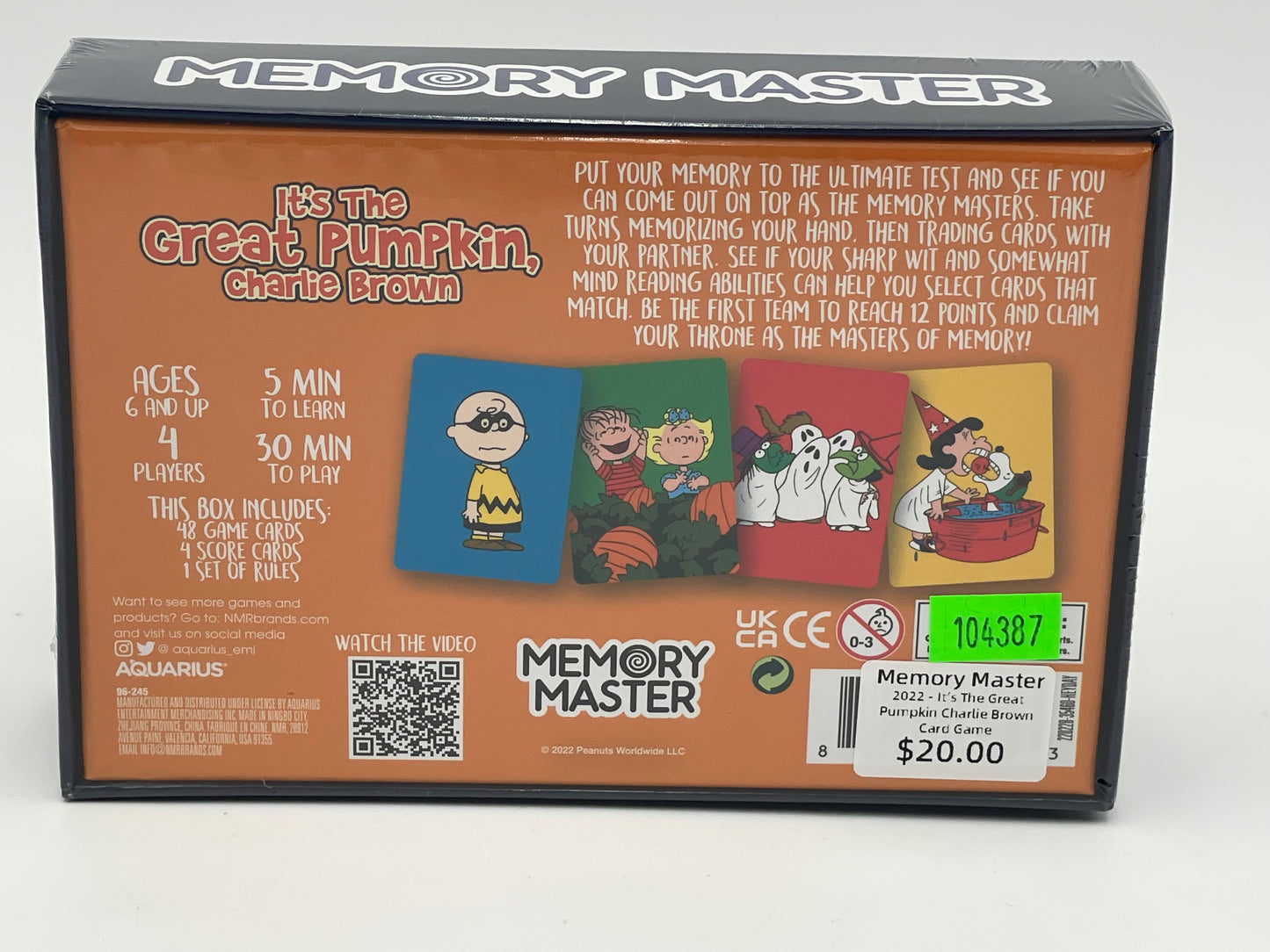 Aquarius Games  - It’s The Great Pumpkin Charlie Brown Memory Master 2022 #104387